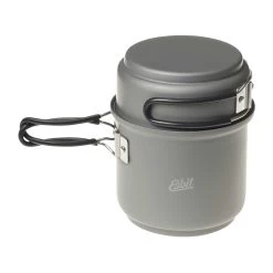 Esbit Spiritus-Trockenbrennstoff-Kochset Aluminium -Professionelles Outdoor-Ausrüstungsgeschäft 35083 2 Esbit Spiritus Trockenbrennstoff Kochset Aluminium Vorderansicht Becher7tazewPohHa1t