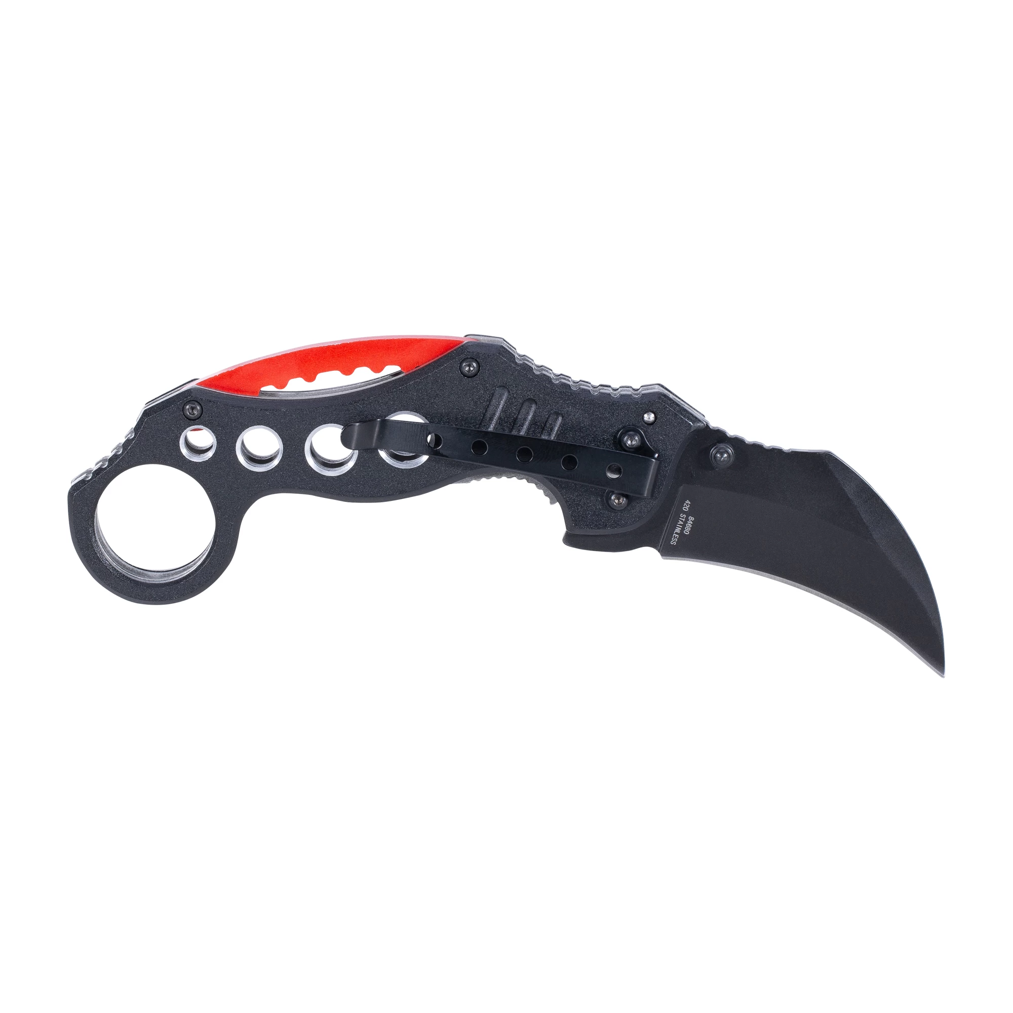 Haller Taschenmesser Karambit Red Circle Rot Schwarz 2 Haller Taschenmesser Karambit Red Circle Rot Schwarz – Bild 2